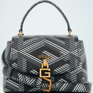 GUESS  Montreal Oversize G-Cube Monogram Mini Crossbody Flap - BLACK LOGO